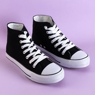 OUTLET Women's black high-top trainers Skarllet - Footwear