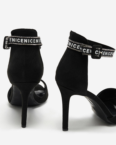 Women's sandals on a high heel in black Opassa - Footwear