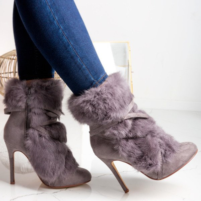Gray boots on a heel Pelage - Footwear 1