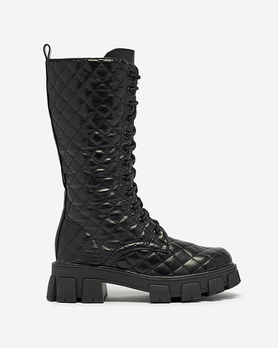 Black low boots with quilted upper Tepano - Footwear