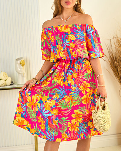 Royalfashion Daudzkrāsaina sieviešu midi kleita a'la hiszpanka