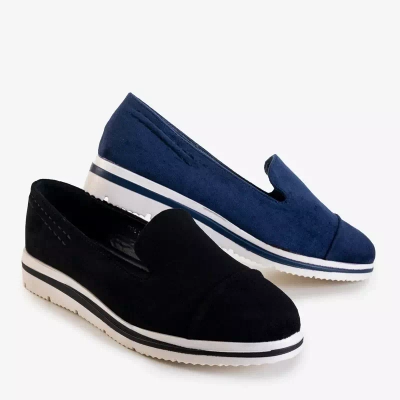 OUTLET Women's navy blue loafers on a low wedge Dardariel - Shoes