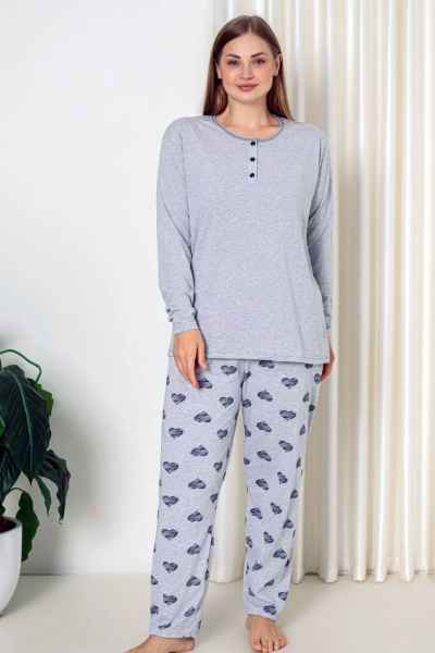 Royalfashion Женский хлопковый пижамный комплект из двух предметов PLUS SIZE