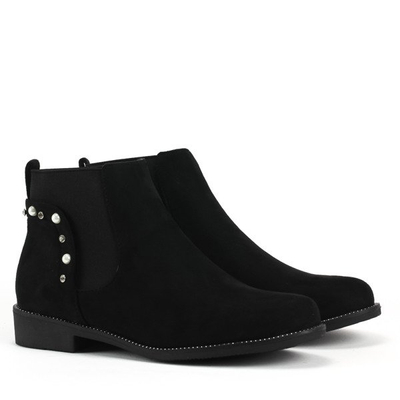 Czarne, zamszowe botki  - Obuwie