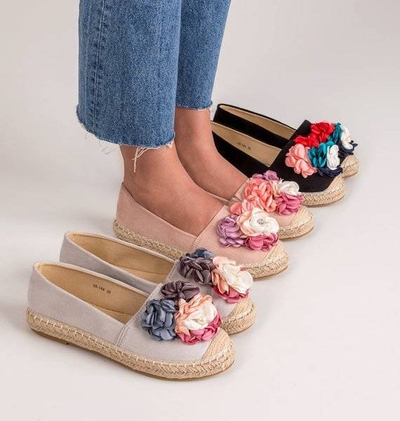 OUTLET Szare espadryle z kwiatkami Fandi - Obuwie