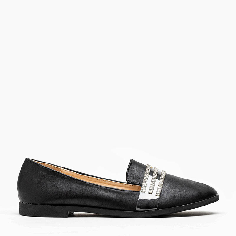 Black women's moccasins with cubic zirconia Kremssa - Footwear