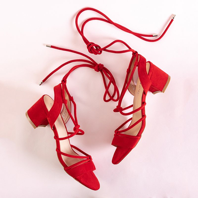 Red women's sandals with awrora binding - shoes