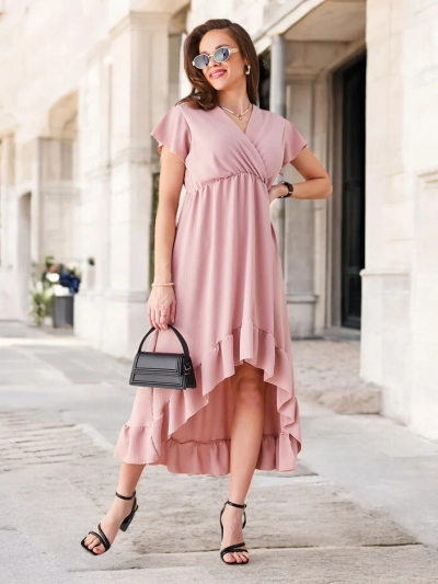 Royalfashion Women's midi dress with an asymmetrical hem