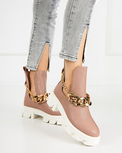 Rozā sieviešu zābaki ar ķēdīti Tenkay - Apavi