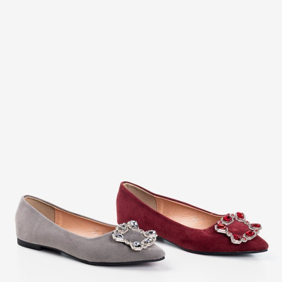 Burgundy ballerinas with decorative Vizerd buckle - Footwear 1