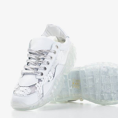 Women's white sports shoes with sequins Polja - Footwear