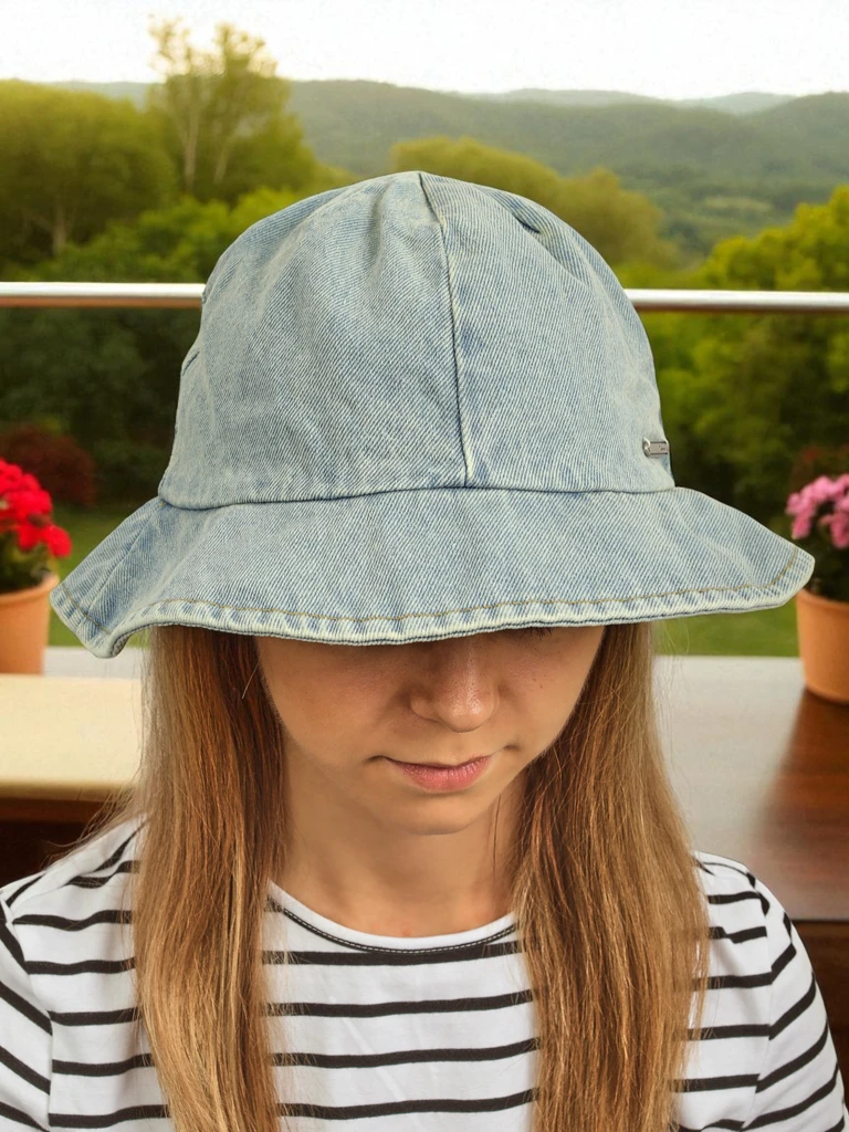 Demetra women's denim bucket hat - lightweight polyester style
