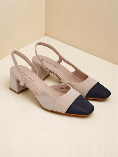 Royalfashion Women's Low Heel Pumps with Decorative Toe Eleganzo