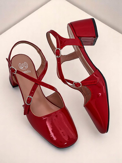 Royal Fashion Women's Lolita Low-Heeled Pumps with Decorative Straps