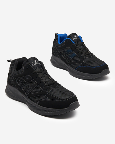 Black and blue Beniro lace-up shoes for men - Footwear