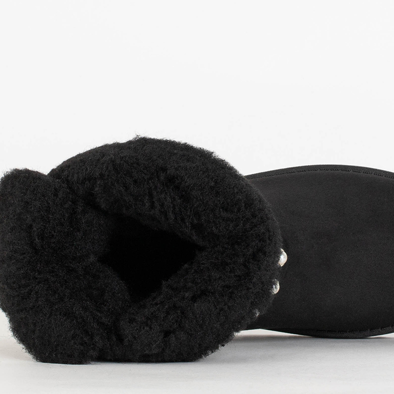 Women's black snow boots with a ribbon Himini - Footwear