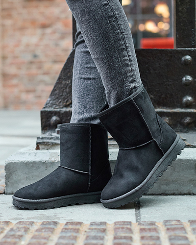 Женские утепленные снегоступы из эко-замши черного цвета Xetik - Обувь