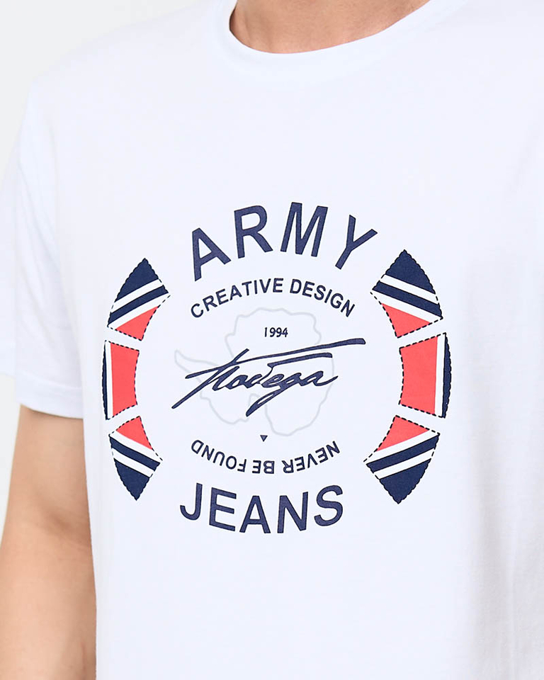 Vīriešu balts apdrukāts t-krekls - Apģērbs