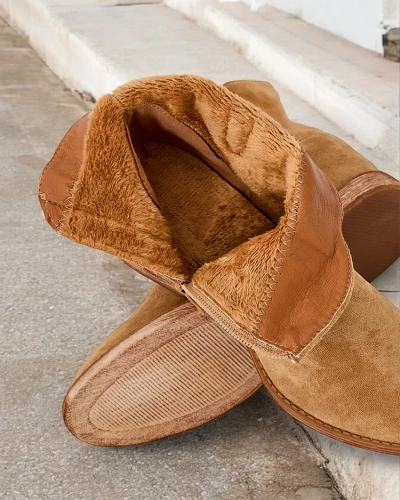 Royalfashion Brūns čības ar kauboja stilu uz pārklāta kāju bumbu Patorias