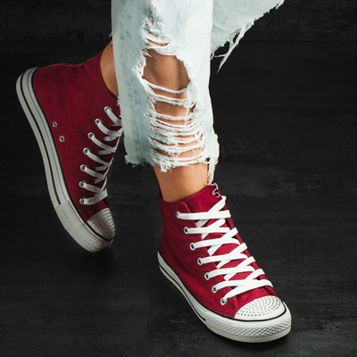 Bordowe trampki z cyrkoniami Zion- Obuwie