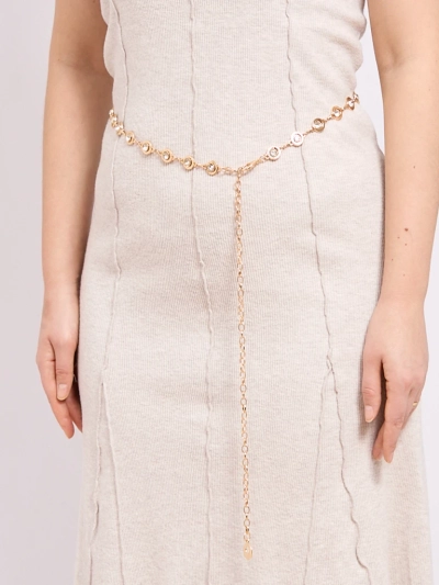 Aurelia Bella Donna - women's metal belt with crystals, gold 115 cm