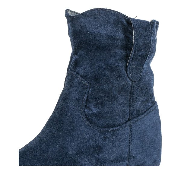 Granatowe botki na krytym koturnie Kely - Obuwie