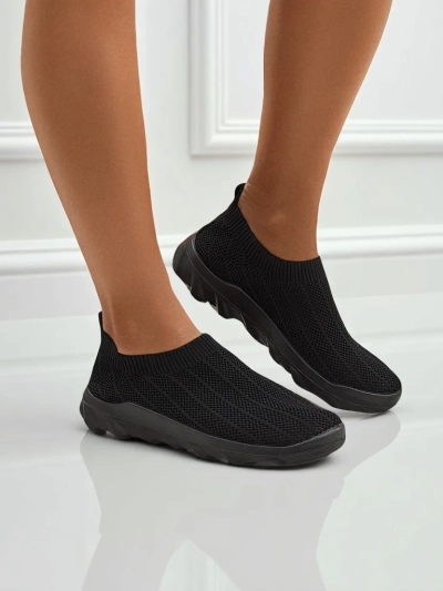 Andromeda Nero Women's Sneakers – black, lightweight textile shoes on a flat sole