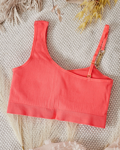 Royalfashion Women's ribbed bra with decorative strap