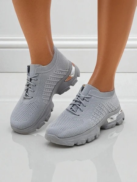 Sneakers da Donna Atenea Light Grigie in tessuto con suola piatta da 4,5 cm