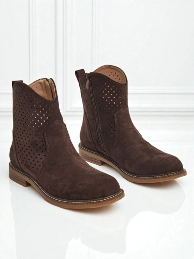 Openwork Eco Suede Ankle Boots with Natural Insole Nolani