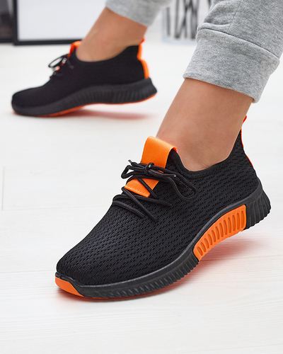 Black women's sports shoes with orange inserts Keteti - Footwear