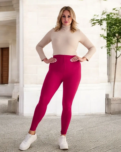 Bordo krāsas sieviešu bambusa legingi PLUS SIZE - Apģērbi