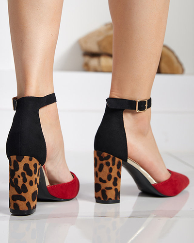 OUTLET Красные босоножки на шпильке с модным узором Herino - Обувь