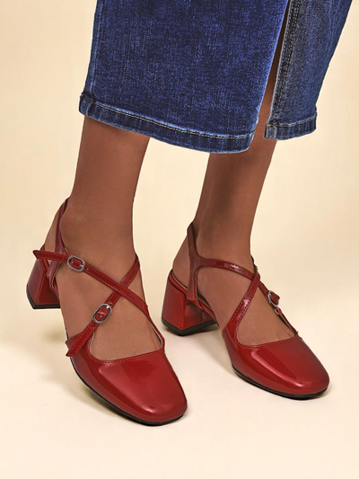 Royal Fashion Women's Lolita Low-Heeled Pumps with Decorative Straps