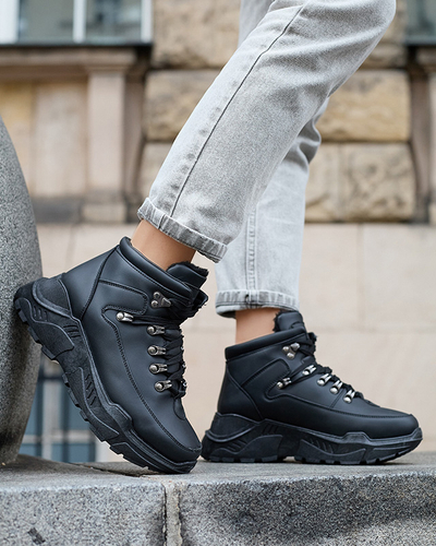 Black eco leather snow boots Rueq- Footwear