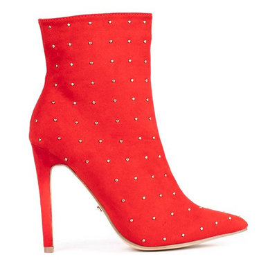 Red ankle boots with Audrey jets - Footwear 1