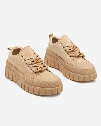 OUTLET Brown women's tall sneakers Mishta - Footwear