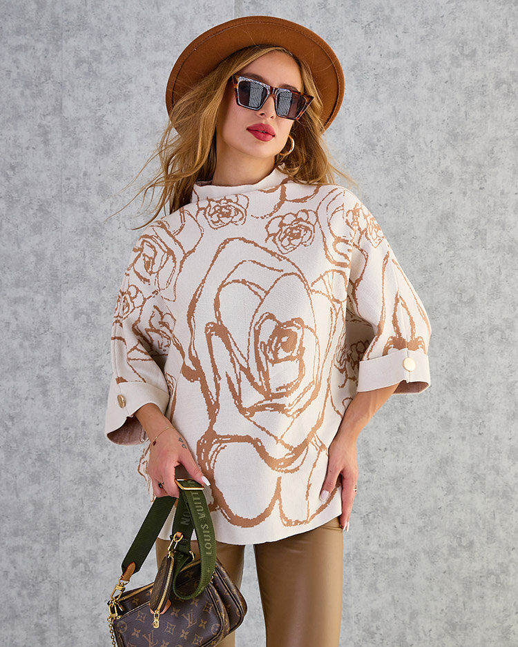 Royalfashion Women's Thin Print Sweater