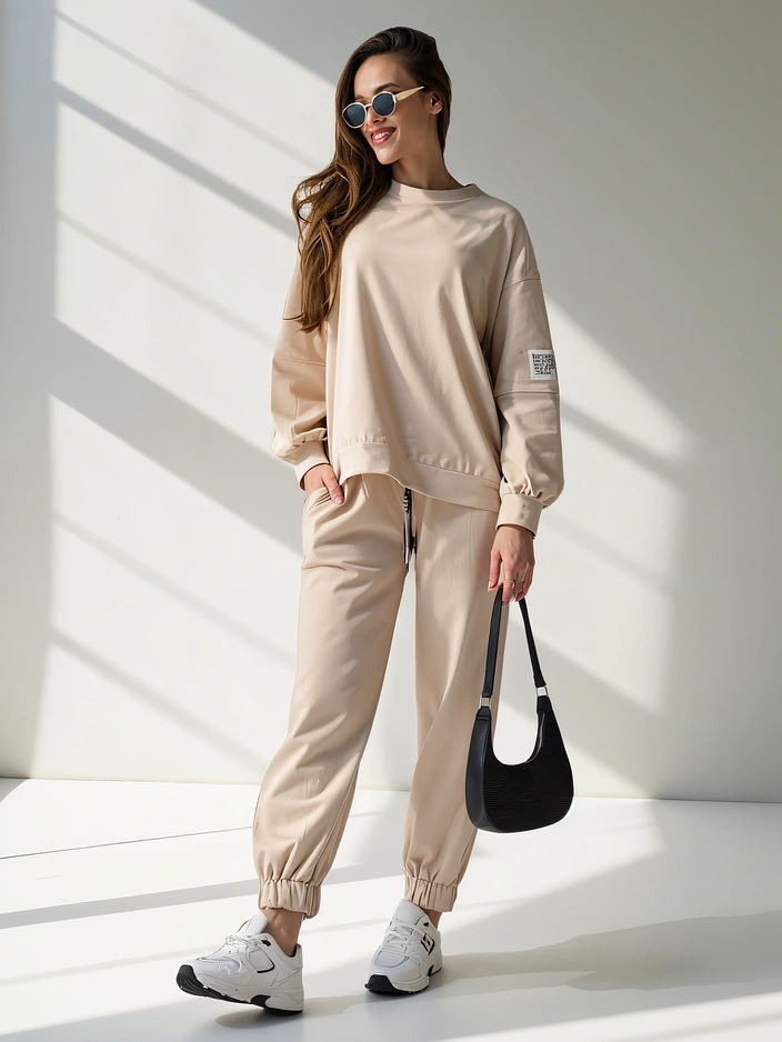 Royalfashion Women's cotton set with cuffs at the ankles