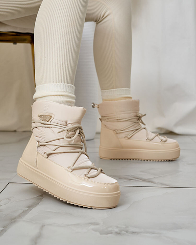 Royalfashion Sieviešu iešļūcamie zābaki a'la sniega zābaki bēšā krāsā Nevsone