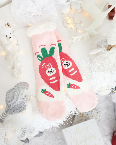 Red women's socks with Christmas pattern - Underwear