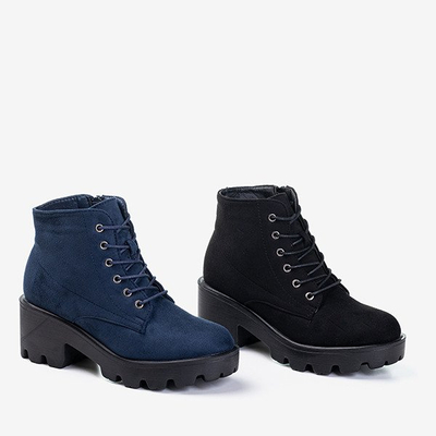 Black flat-heeled lace-up ankle boots Buster - Footwear