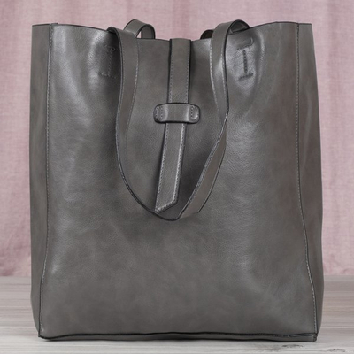 Szara duża torba damska na ramię - Torebki