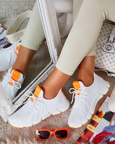 White and orange women's sports shoes Baym - Footwear