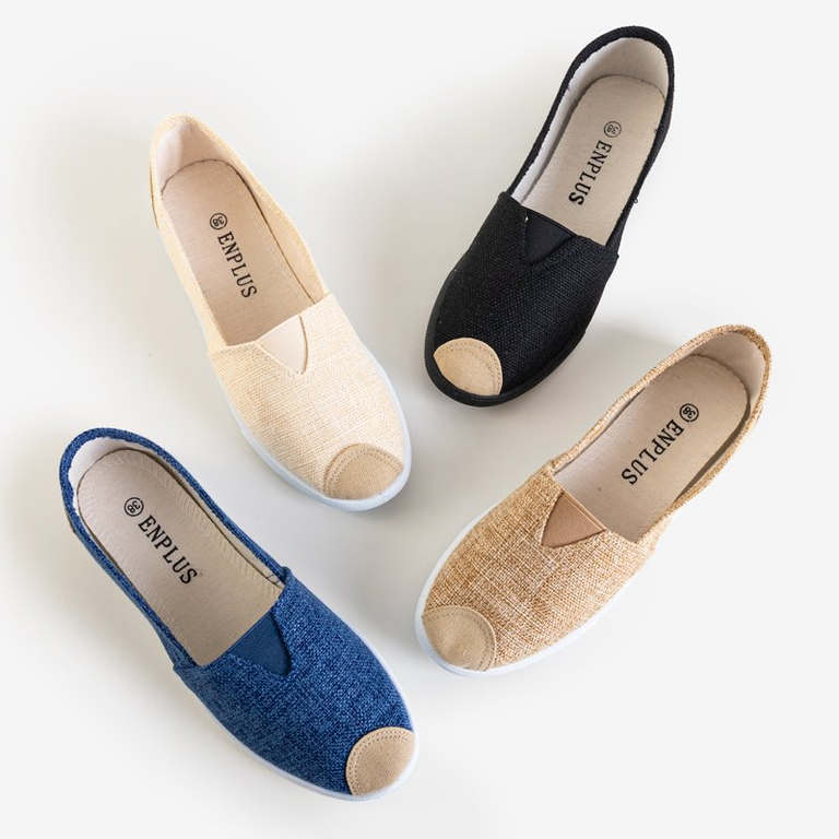 Women's navy blue espadrilles made of Mirlenace fabric - Footwear