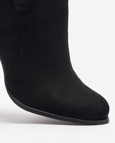 Women's eco-suede boots with bow in black Agarol- Footwear