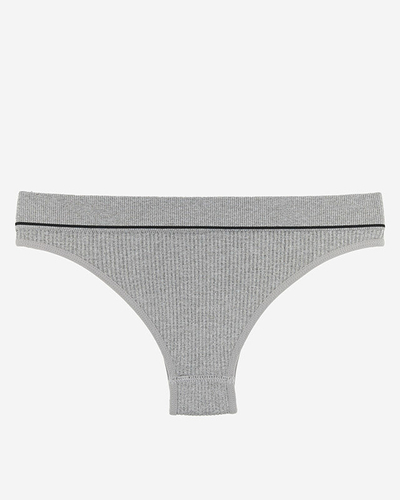 Gray women's ribbed panties with sporty inscriptions - Underwear