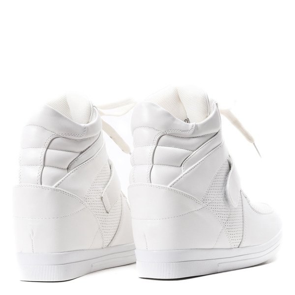 Białe sneakersy na koturnie Ellne- Obuwie