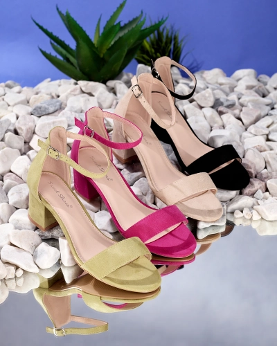 Royalfashion Green women's low stiletto sandals Mesteri