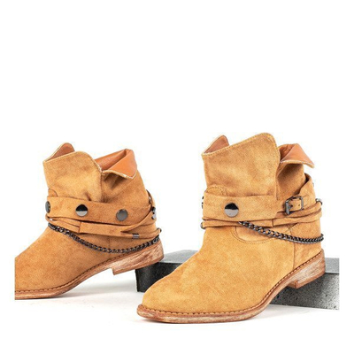 Коричневые ковбойские сапоги на салемской танкетке - Обувь